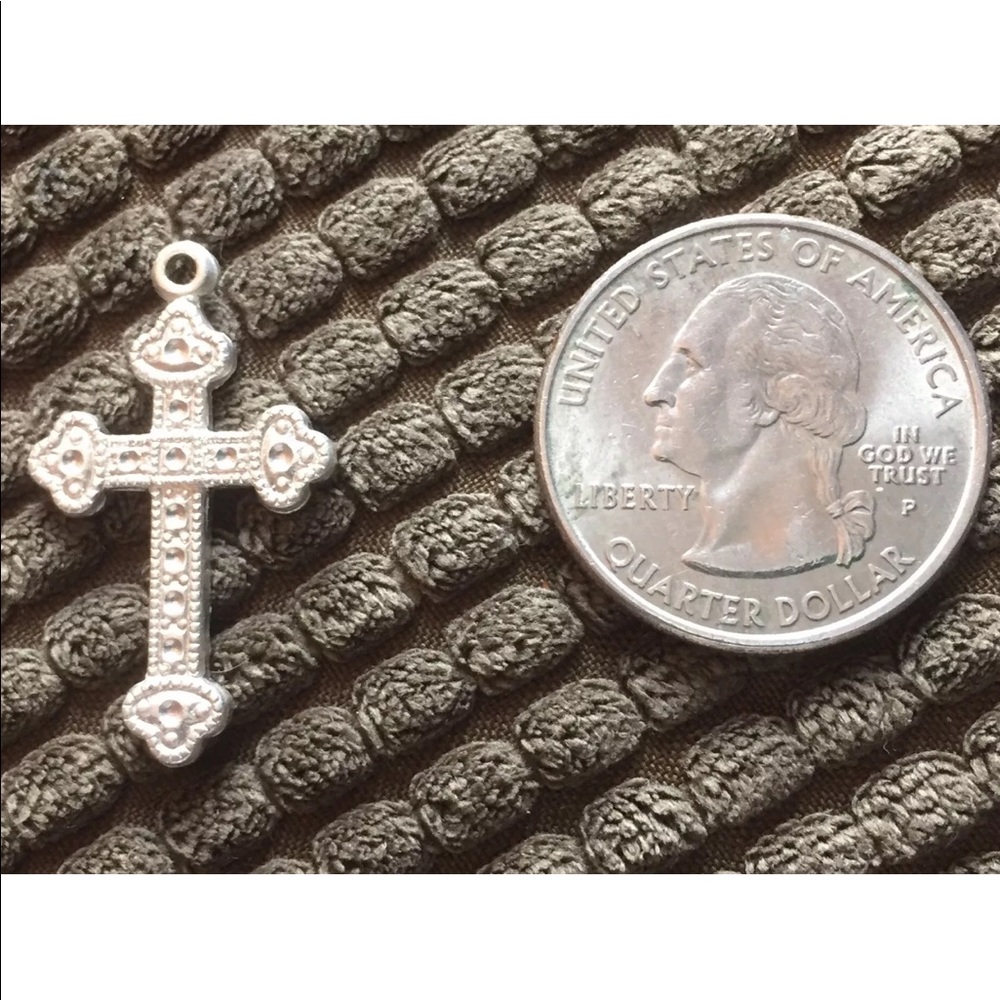 Antique Vintage Sterling Silver Ornate Cross Charm
